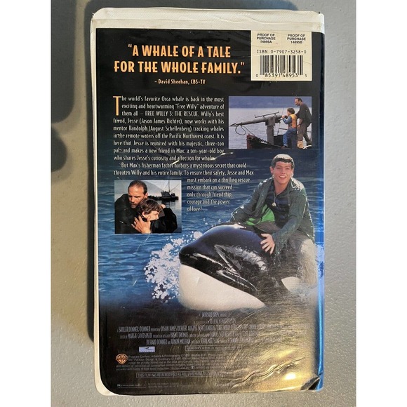 Free Willy 1, 2 & 3 VHS Set Clam shell case. - Picture 9 of 9